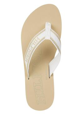 Sandali Tommy Hilfiger con logo metallico beige