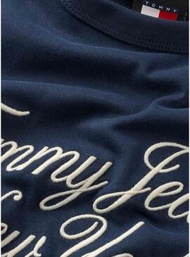Maglietta Tommy Jeans Over Serif Marino per Uomo