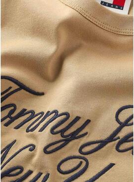 Maglietta Tommy Jeans Over Serif Camel per uomo