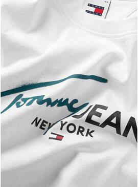 Maglietta Tommy Jeans Spray Pop Bianca per Uomo