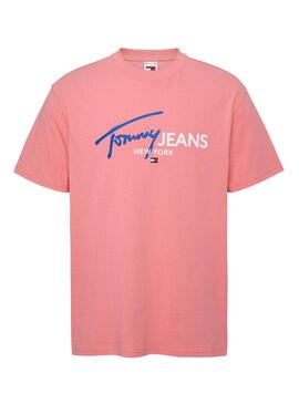Maglietta Tommy Jeans Spray Pop Rosa per Uomo