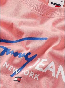 Maglietta Tommy Jeans Spray Pop Rosa per Uomo