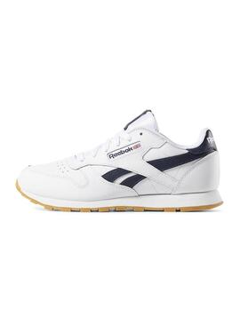 Sneaker Reebok Classic in pelle bianca Blu Navy