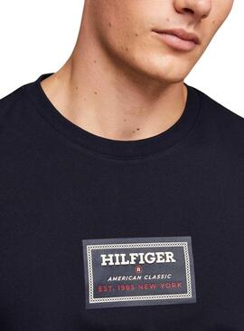 Maglietta Tommy Hilfiger Label HD Blu Marino Uomo