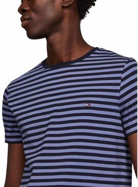 Maglietta Tommy Hilfiger Stretch Slim a righe blu