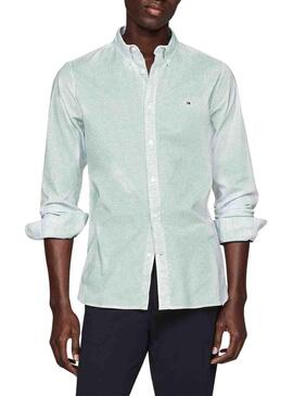 Camicia Tommy Hilfiger Flex Mini Print Verde Uomo