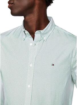 Camicia Tommy Hilfiger Flex Mini Print Verde Uomo