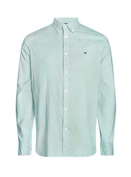 Camicia Tommy Hilfiger Flex Mini Print Verde Uomo