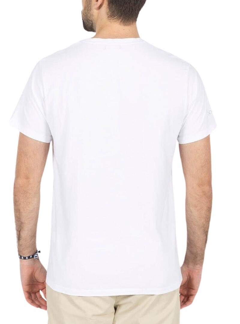 Maglietta stampata bianca con polpo hawaiano uomo