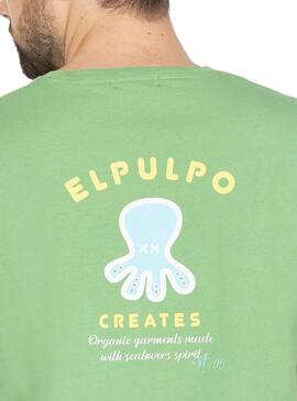 Maglietta stampata El Pulpo Messaggio Verde Uomo