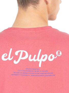 Maglietta stampata con testo rosso e rosa El Pulpo.
