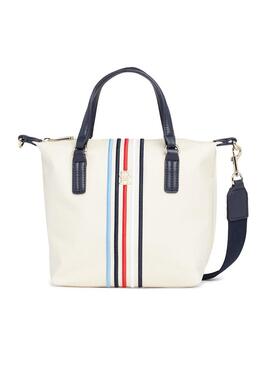 Borsa Tommy Hilfiger Poppy Small Beige per Donna