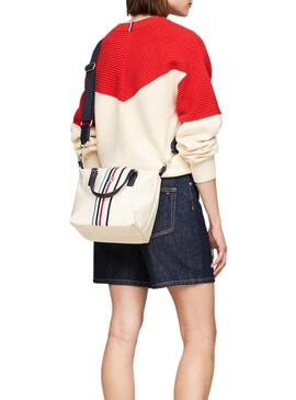 Borsa Tommy Hilfiger Poppy Small Beige per Donna