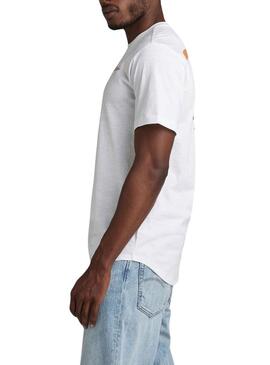Maglietta G-Star con grafica sul retro bianca per uomo
