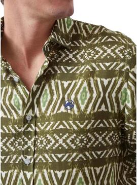 Camicia Altonadock etnica verde per uomo
