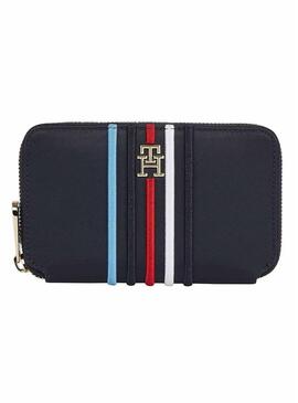 Borsa Tommy Hilfiger Poppy Large a righe blu marino