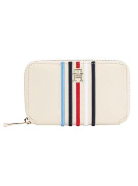 Borsa Tommy Hilfiger Poppy Large a righe beige