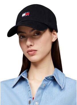 Cappello Tommy Jeans Heritage con patch nero