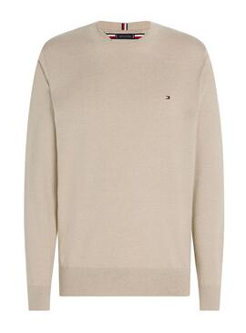 Maglione Tommy Hilfiger Mouline Beige per Uomo