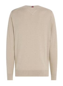 Maglione Tommy Hilfiger Mouline Beige per Uomo