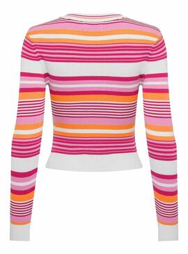 Maglia a righe rosa a maniche corte Only Meleka per donna