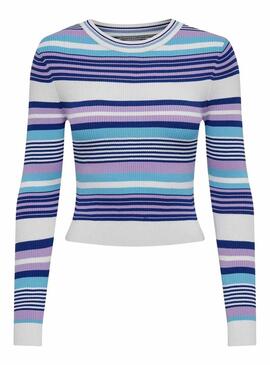 Maglia a righe corta viola Only Meleka donna