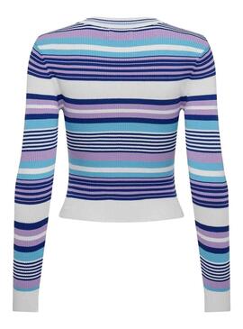 Maglia a righe corta viola Only Meleka donna