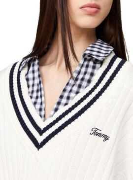 Maglione Tommy Jeans Script Bianco per Donna