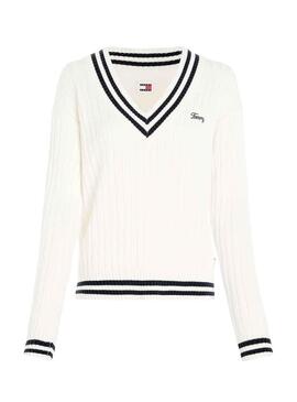 Maglione Tommy Jeans Script Bianco per Donna