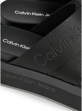 Sandali Calvin Klein Jeans platform neri da donna.