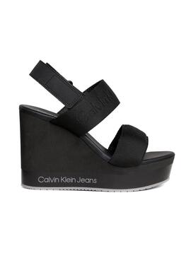 Sandali Calvin Klein con zeppa e piattaforma neri