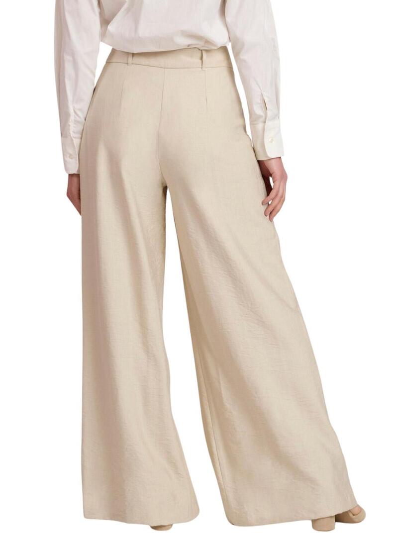 Pantaloni Naf Naf con pieghe frontali beige da donna