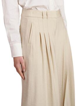 Pantaloni Naf Naf con pieghe frontali beige da donna