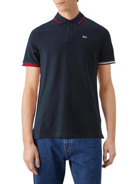 Polo Tommy Jeans Slim Flag Navy per uomo