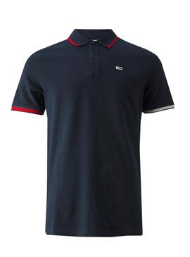 Polo Tommy Jeans Slim Flag Navy per uomo