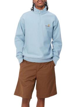 Felpa Carhartt Half Zip Blu per Uomo