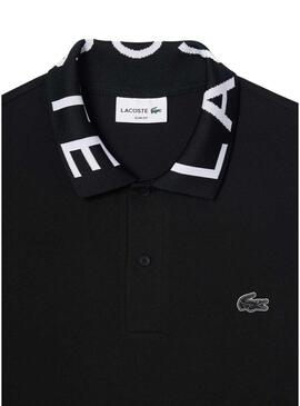 Polo Lacoste Movement con collo jacquard nero da uomo