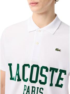 Polo Lacoste L1212 Lacoste Flocado Bianco Uomo