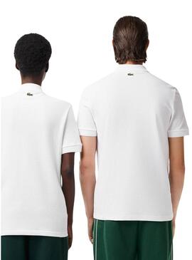 Polo Lacoste Unisex Piqué Stampato 3D Bianco