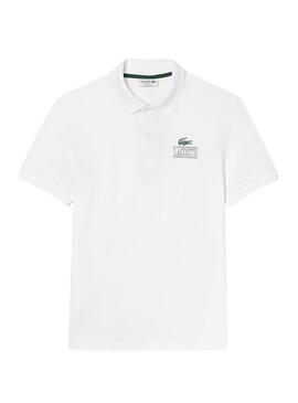 Polo Lacoste Unisex Piqué Stampato 3D Bianco