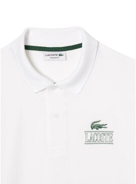 Polo Lacoste Unisex Piqué Stampato 3D Bianco