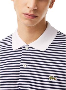 Polo Lacoste L1212 a righe blu navy per uomo