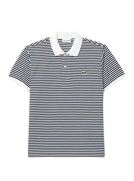 Polo Lacoste L1212 a righe blu navy per uomo