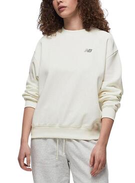 Felpa New Balance Crew Bianca per Donna