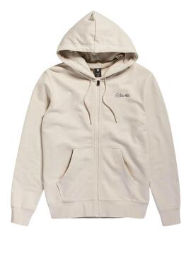 Felpa G-Star Back Zip Through Beige Per Uomo