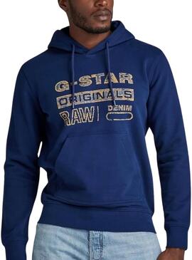 Felpa G-Star Distressed Originals Blu Uomo