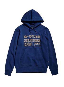 Felpa G-Star Distressed Originals Blu Uomo