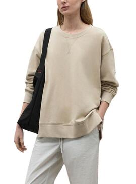 Felpa Ecoalf Moss Beige per Donna