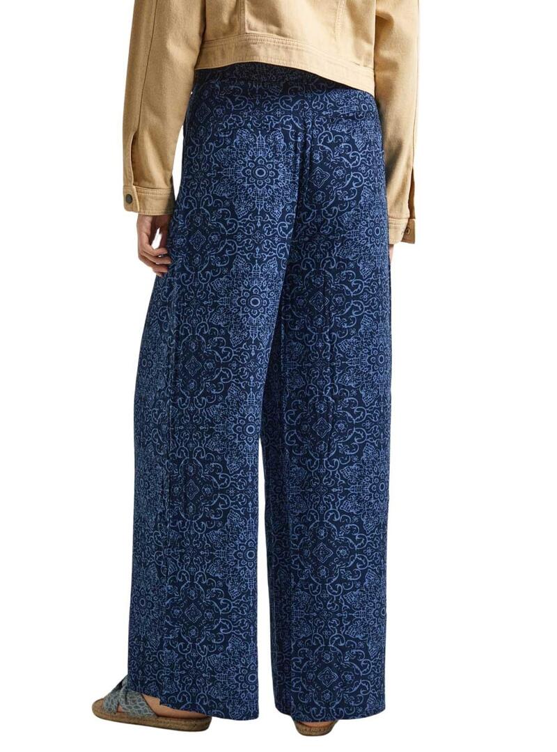 Pantaloni Pepe Jeans Colette Print Blu per Donne