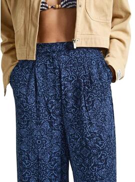 Pantaloni Pepe Jeans Colette Print Blu per Donne